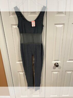 NWT DD Heather Grey Unitard Jumpsuit w/ Mesh Waist Panel - Size 2XL